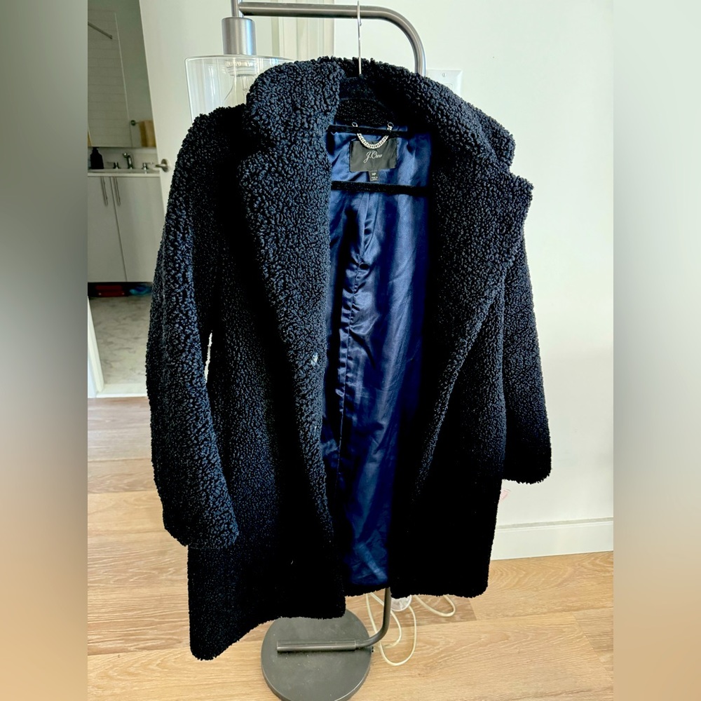 J. Crew Black Teddy Coat, M